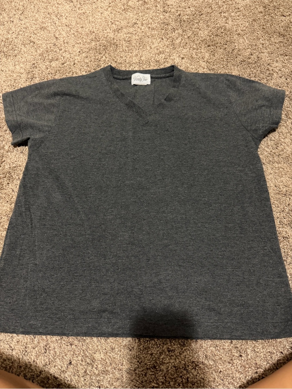Vanity Fair Charcoal V-Neck Short Sleeve Tee